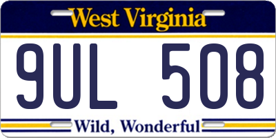 WV license plate 9UL508