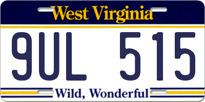 WV license plate 9UL515
