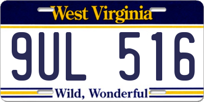 WV license plate 9UL516