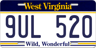 WV license plate 9UL520