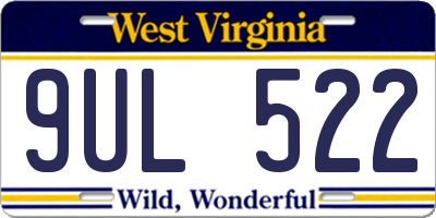 WV license plate 9UL522