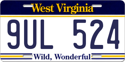 WV license plate 9UL524