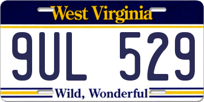 WV license plate 9UL529