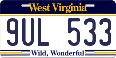 WV license plate 9UL533