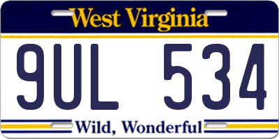 WV license plate 9UL534