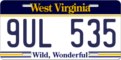WV license plate 9UL535