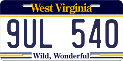 WV license plate 9UL540