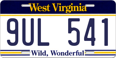 WV license plate 9UL541