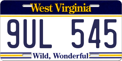 WV license plate 9UL545