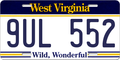 WV license plate 9UL552