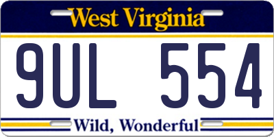 WV license plate 9UL554