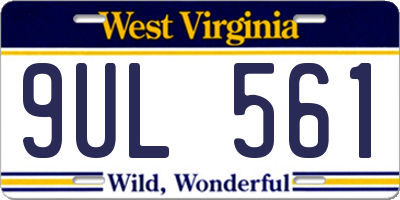 WV license plate 9UL561