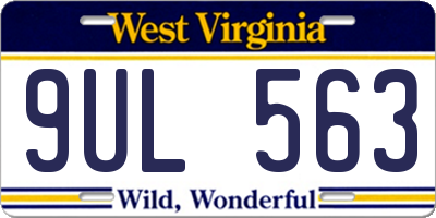 WV license plate 9UL563