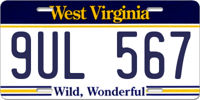 WV license plate 9UL567