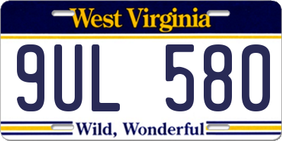 WV license plate 9UL580