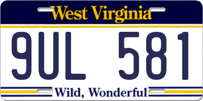 WV license plate 9UL581