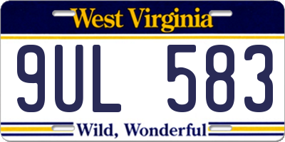 WV license plate 9UL583