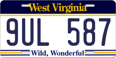 WV license plate 9UL587