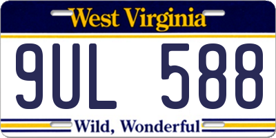 WV license plate 9UL588
