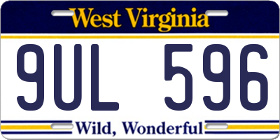 WV license plate 9UL596