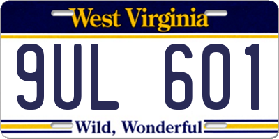 WV license plate 9UL601