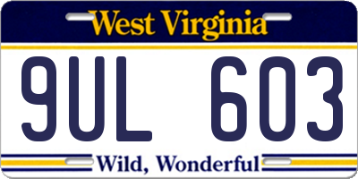 WV license plate 9UL603