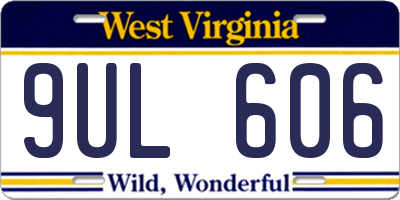 WV license plate 9UL606