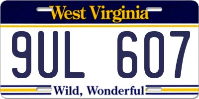 WV license plate 9UL607