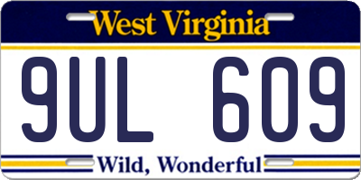 WV license plate 9UL609