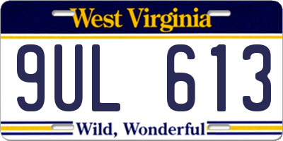 WV license plate 9UL613