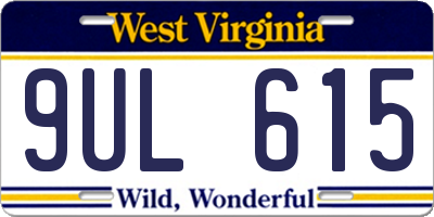 WV license plate 9UL615