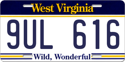 WV license plate 9UL616