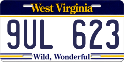 WV license plate 9UL623