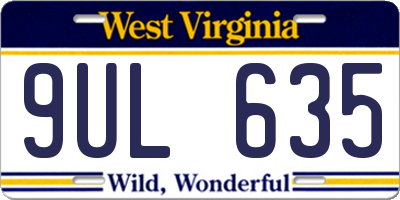 WV license plate 9UL635