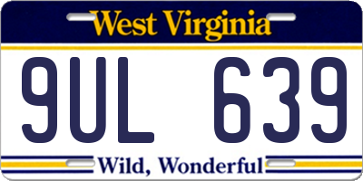 WV license plate 9UL639