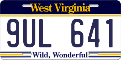 WV license plate 9UL641
