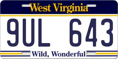 WV license plate 9UL643
