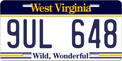 WV license plate 9UL648