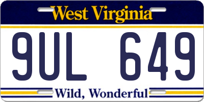 WV license plate 9UL649