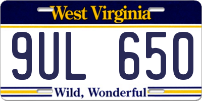 WV license plate 9UL650