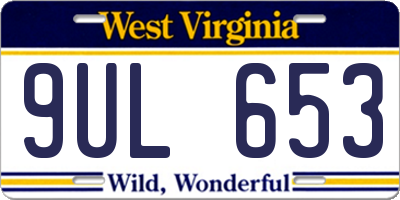 WV license plate 9UL653