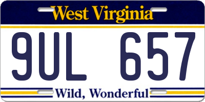 WV license plate 9UL657