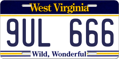 WV license plate 9UL666