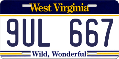 WV license plate 9UL667