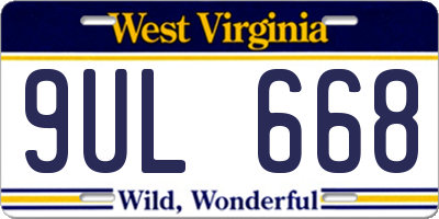 WV license plate 9UL668