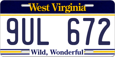 WV license plate 9UL672