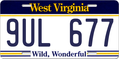 WV license plate 9UL677