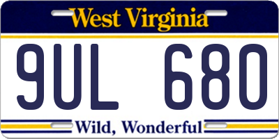 WV license plate 9UL680