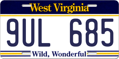 WV license plate 9UL685