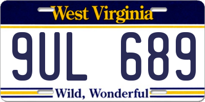 WV license plate 9UL689